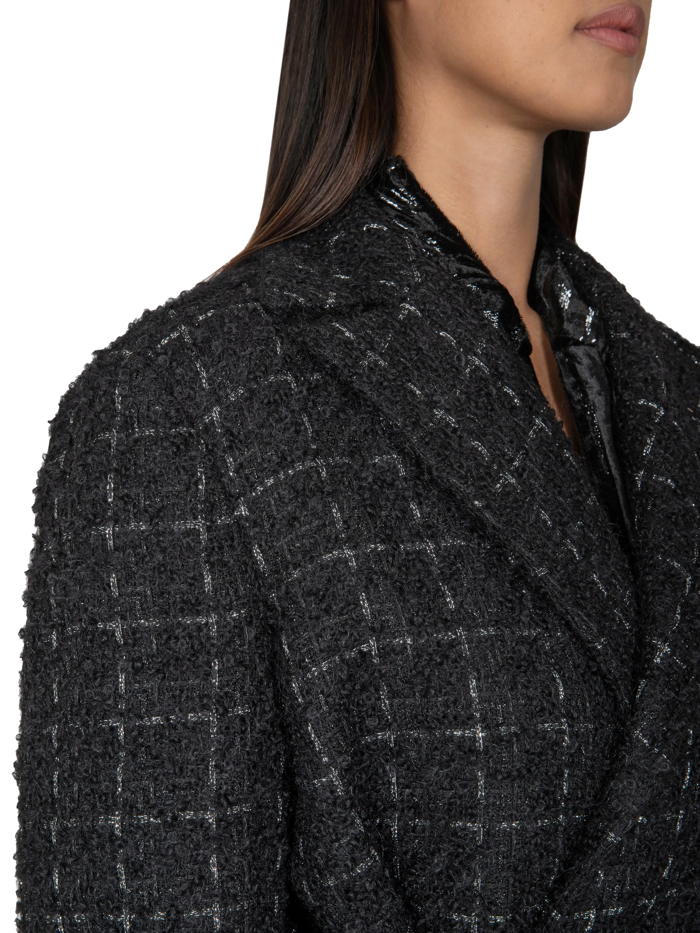 Black Wool Tweed Trench Coat