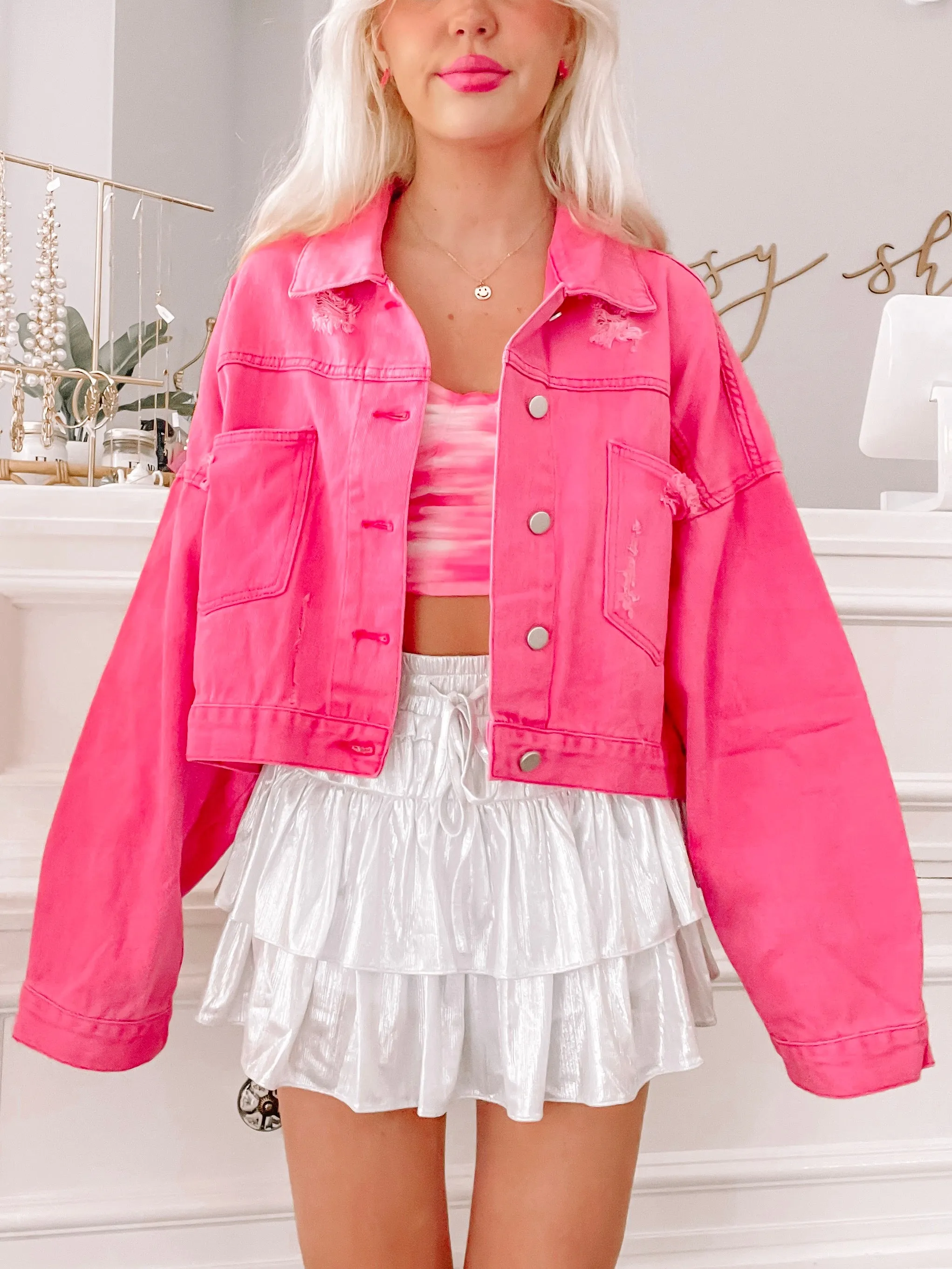Cowgirl Cutie Pink Denim Jacket