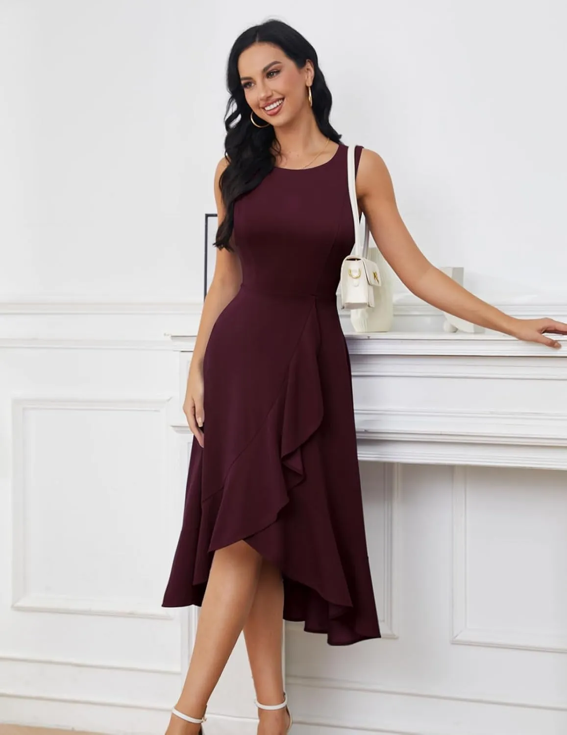 DRESSTELLS Women's Cocktail Party Formal Wedding Guest Church Dresses, Modest Graduation Prom Evening Dress