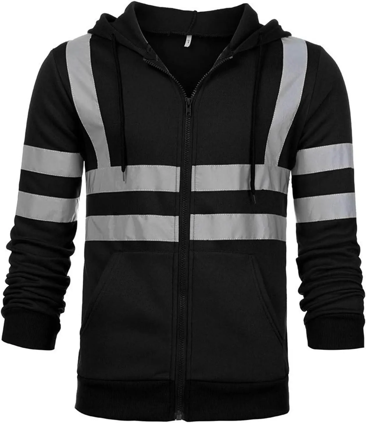 High Visibility Safety Hoodie Jacket for Men Class 3 Hi Vis Fleece Zip Up Work Construction Jackets With Pockets