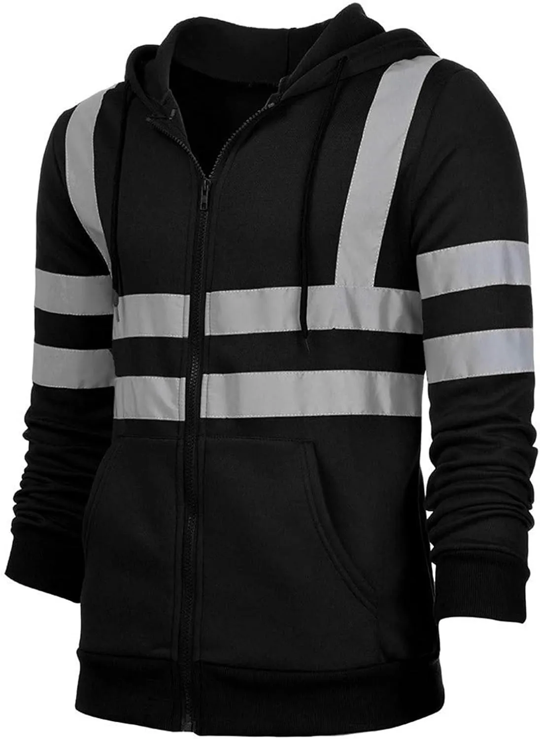 High Visibility Safety Hoodie Jacket for Men Class 3 Hi Vis Fleece Zip Up Work Construction Jackets With Pockets