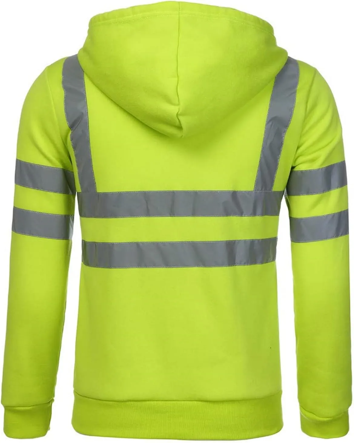High Visibility Safety Hoodie Jacket for Men Class 3 Hi Vis Fleece Zip Up Work Construction Jackets With Pockets