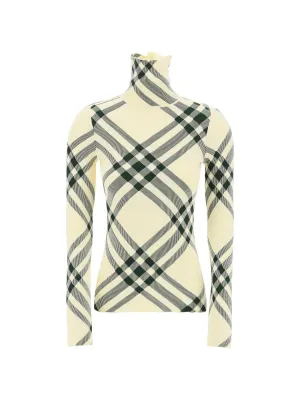 Ivy Check Ribbed Turtleneck Top