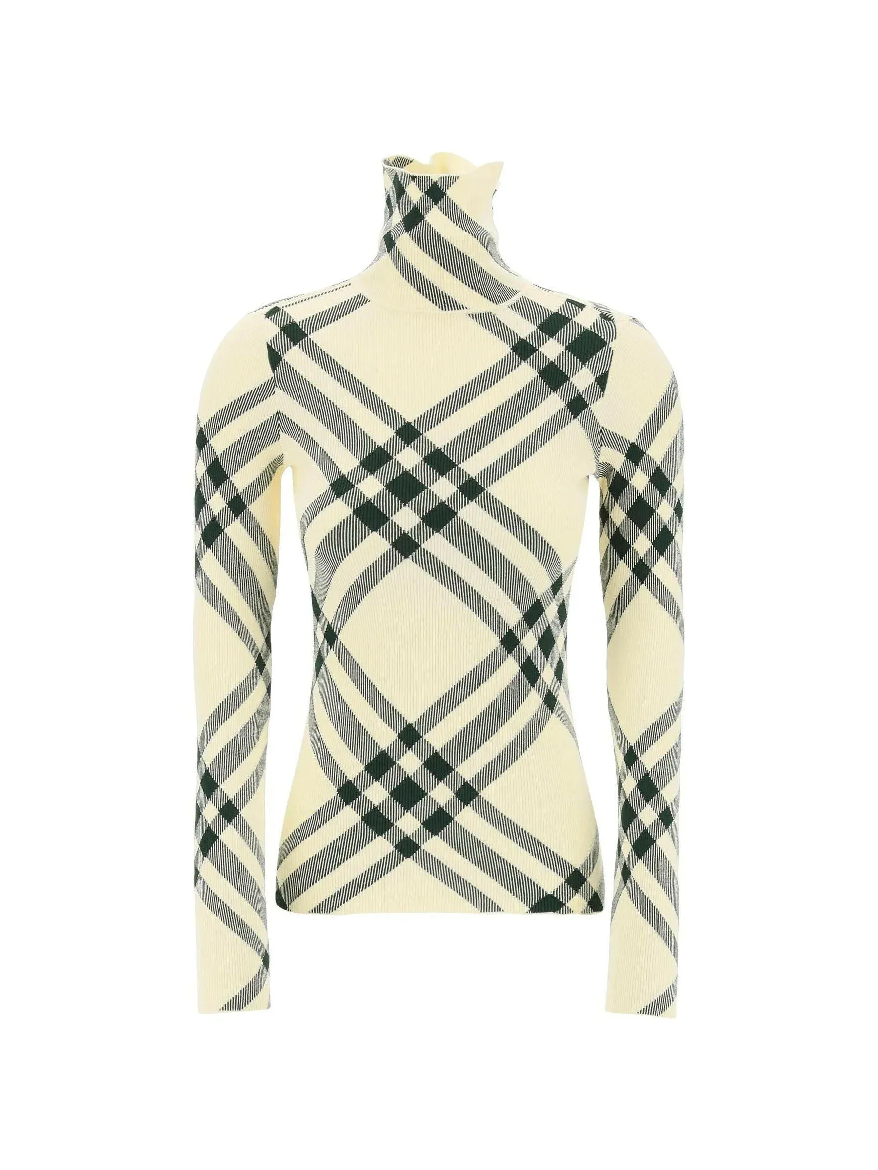 Ivy Check Ribbed Turtleneck Top