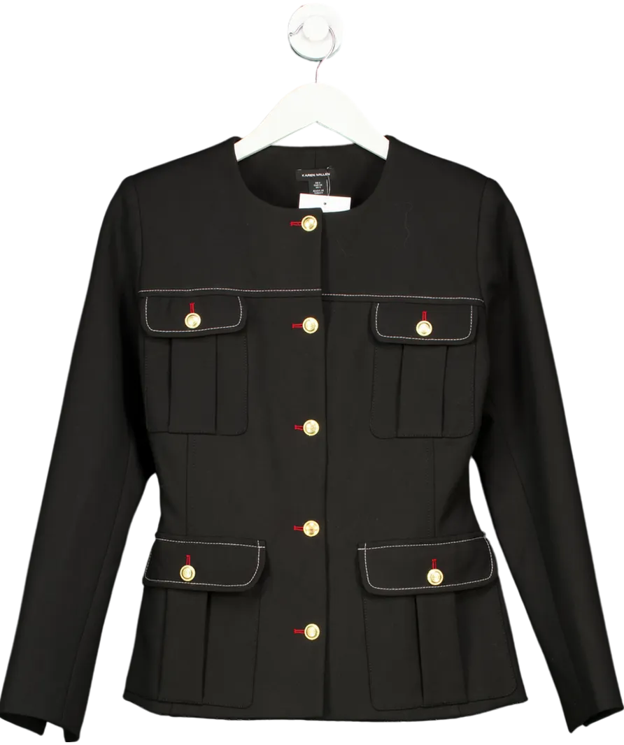 Karen Millen Black Tailored Utility Blazer UK 6