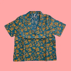 Mata Traders Camp Shirt - Teal Floral