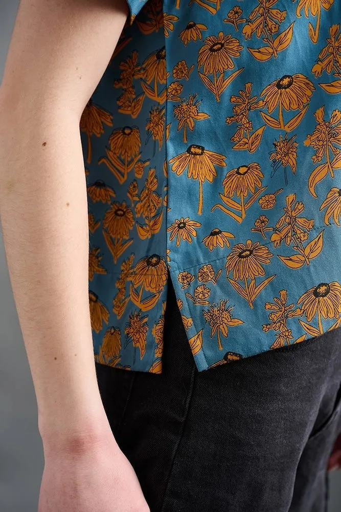 Mata Traders Camp Shirt - Teal Floral