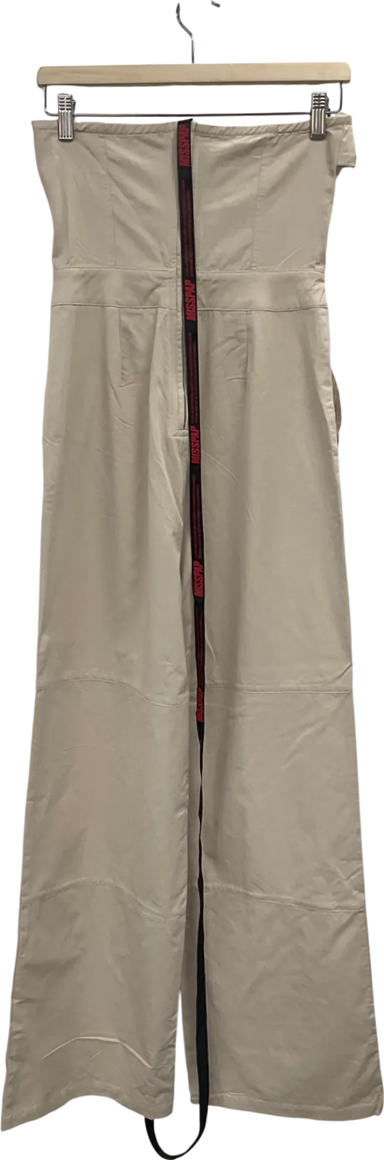 Misspap Beige Utility Detail Bandeau Wide Leg Jumpsuit UK 6