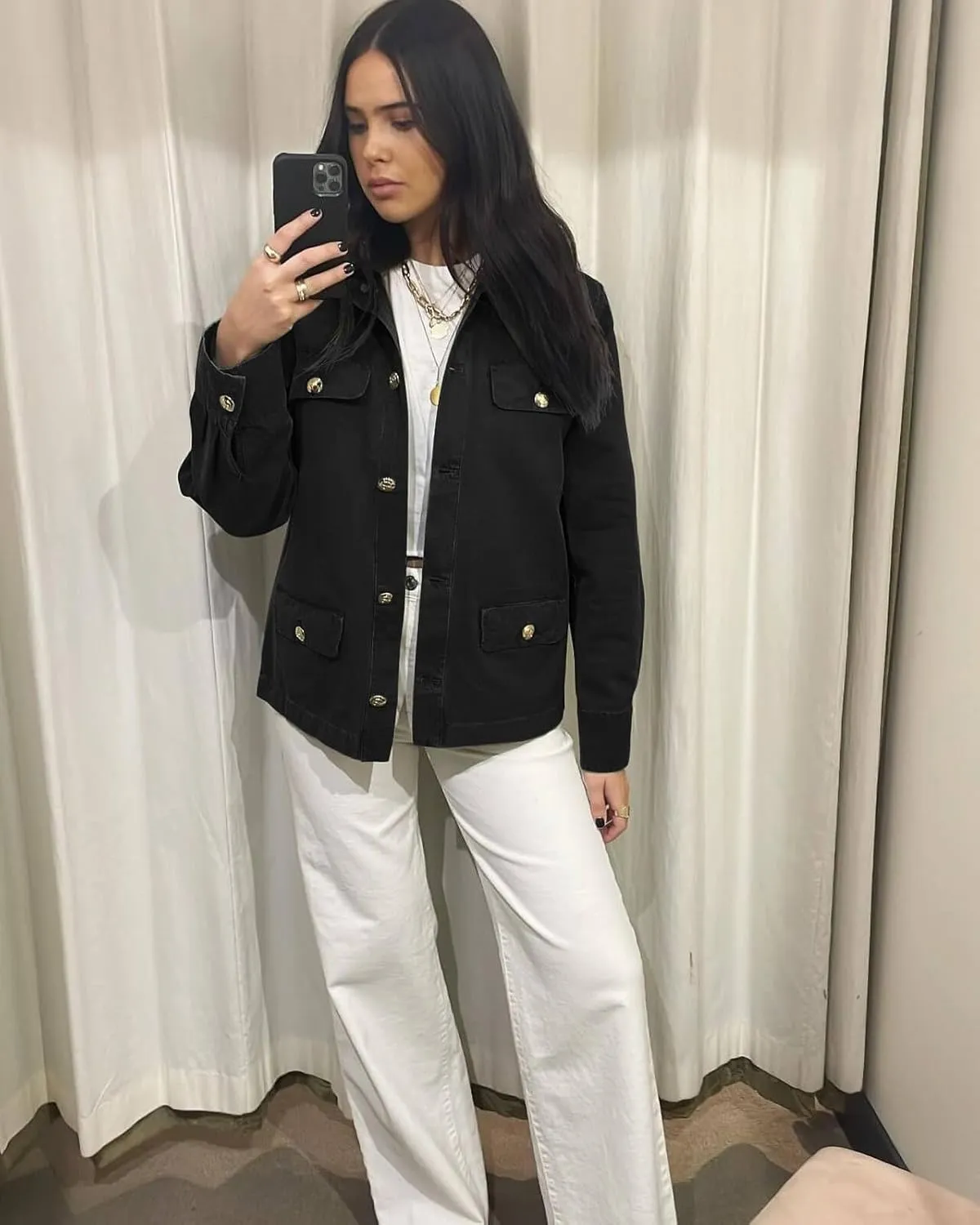 Tankaneo Womens Oversized Casual Jackets Military Utility Button Down Long Sleeve Cotton Shacket