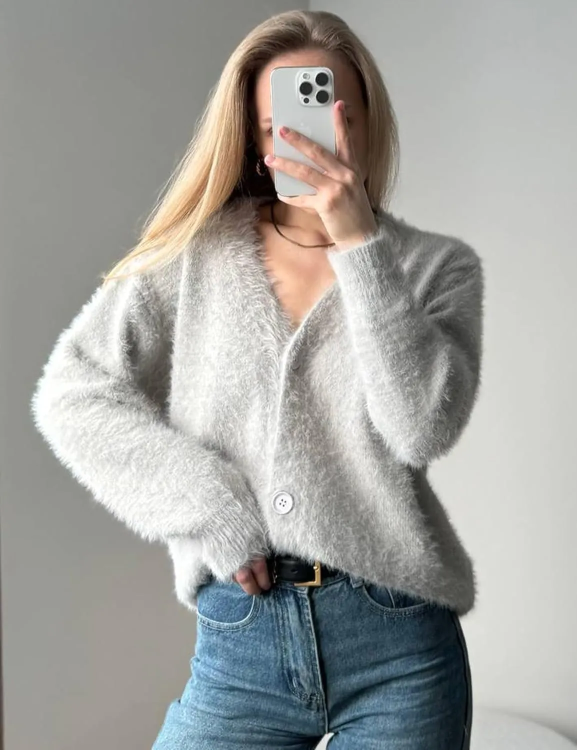 Yimoon Womens Fuzzy Cardigan Sweater V Neck Long Sleeve Button Down Slouchy Furry Knit Sweaters 2025