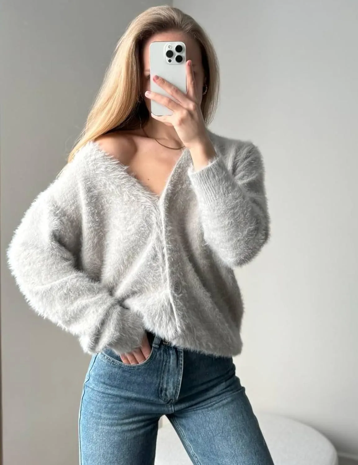 Yimoon Womens Fuzzy Cardigan Sweater V Neck Long Sleeve Button Down Slouchy Furry Knit Sweaters 2025