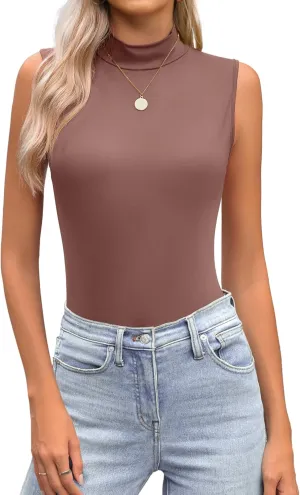 Zeagoo Womens Mock Turtleneck Tank Tops 2025 Slim Fitted Sleeveless Top Stretchy Basic Casual Layer Tee Shirts