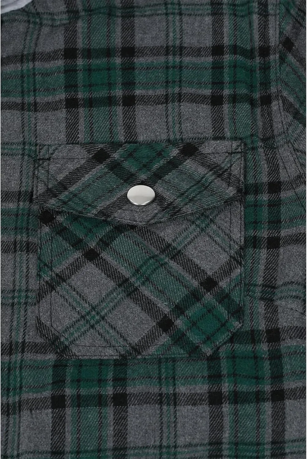 ZENTHACE Women's Flannel Shirt Jacket with Hood,Sherpa Lined Plaid Shacket Jackets,Snap Button Front