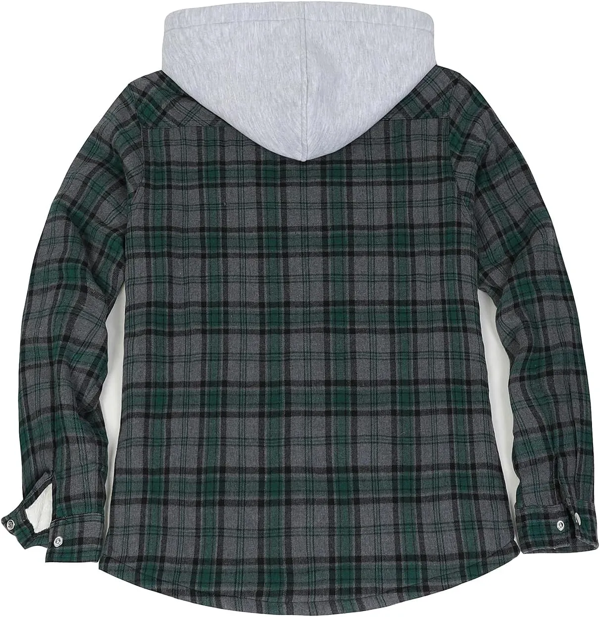 ZENTHACE Women's Flannel Shirt Jacket with Hood,Sherpa Lined Plaid Shacket Jackets,Snap Button Front