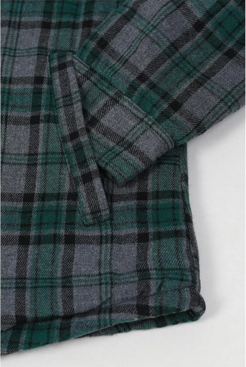 ZENTHACE Women's Flannel Shirt Jacket with Hood,Sherpa Lined Plaid Shacket Jackets,Snap Button Front
